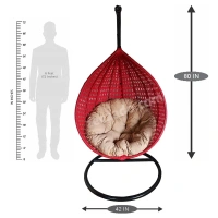 Zecado Bucket Swing Chair for Garden & Outdoor in Red with Fawn Cushion - Red