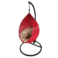 Zecado Bucket Swing Chair for Garden & Outdoor in Red with Fawn Cushion - Red