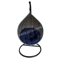 Zecado Bucket Swing Chair for Garden & Outdoor in Silver with Blue Cushion - Blue
