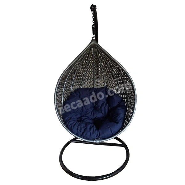 Zecado Bucket Swing Chair for Garden & Outdoor in Silver with Blue Cushion - Blue