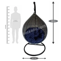 Zecado Bucket Swing Chair for Garden & Outdoor in Silver with Blue Cushion - Blue