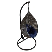 Zecado Bucket Swing Chair for Garden & Outdoor in Silver with Blue Cushion - Blue