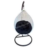 Zecado Bucket Swing Chair for garden & outdoor in White with Black Cushion - White