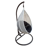 Zecado Bucket Swing Chair for garden & outdoor in White with Black Cushion - White