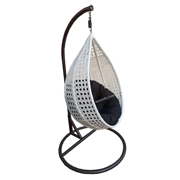 Zecado Bucket Swing Chair for garden & outdoor in White with Black Cushion - White