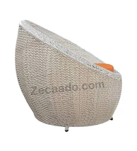 Zecado Fortune 2 Outdoor Patio Chairs in White Black Corduroy Finish with Orange Cushions - White Black, Orange