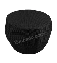 Zecado Fortune 2 Seater Outdoor Patio Set in Black Corduroy Finish with Orange Cushion - Black, Orange