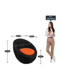 Zecado Fortune 2 Seater Outdoor Patio Set in Black Corduroy Finish with Orange Cushion - Black, Orange