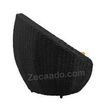 Zecado Fortune 2 Seater Outdoor Patio Set in Black Corduroy Finish with Orange Cushion - Black, Orange