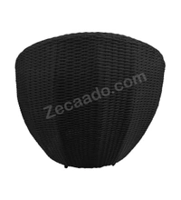 Zecado Fortune 2 Seater Outdoor Patio Set in Black Corduroy Finish with Orange Cushion - Black, Orange