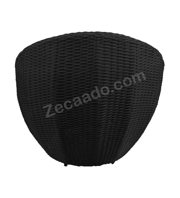 Zecado Fortune 2 Seater Outdoor Patio Set in Black Corduroy Finish with Orange Cushion - Black, Orange