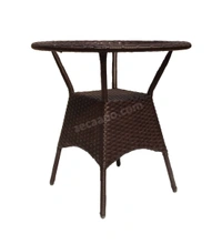 Zecado Joyous 4 Seater Patio Coffee Table with Orange Cushions in Brown Corduroy Finish - Brown