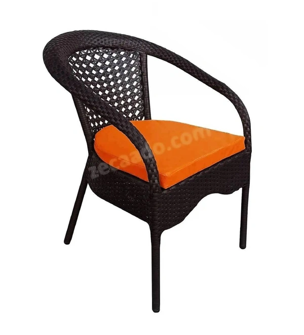 Zecado Joyous 4 Seater Patio Coffee Table with Orange Cushions in Brown Corduroy Finish - Brown