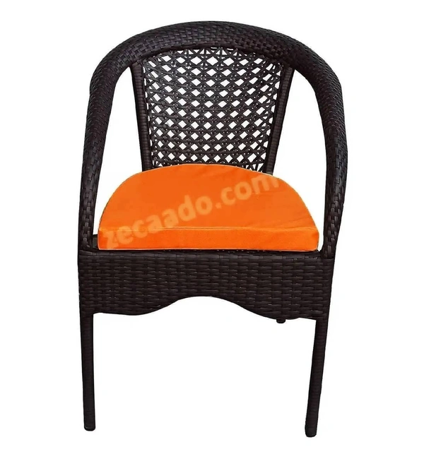 Zecado Joyous 4 Seater Patio Coffee Table with Orange Cushions in Brown Corduroy Finish - Brown