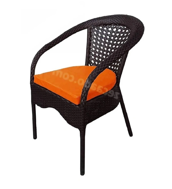 Zecado Joyous 4 Seater Patio Coffee Table with Orange Cushions in Brown Corduroy Finish - Brown