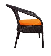 Zecado Joyous 4 Seater Patio Coffee Table with Orange Cushions in Brown Corduroy Finish - Brown