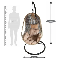 Zecado Nike Garden swing chair in Brown & Fawn with Fawn Sofa Cushion - Brown