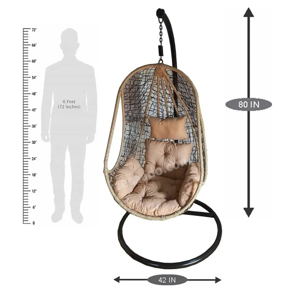 Zecado Nike Garden swing chair in Brown & Fawn with Fawn Sofa Cushion - Brown