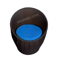 Zecado Ovate 2 Seater Patio Coffee Table with Blue Cushions in Brown Corduroy Finish - Brown, Blue