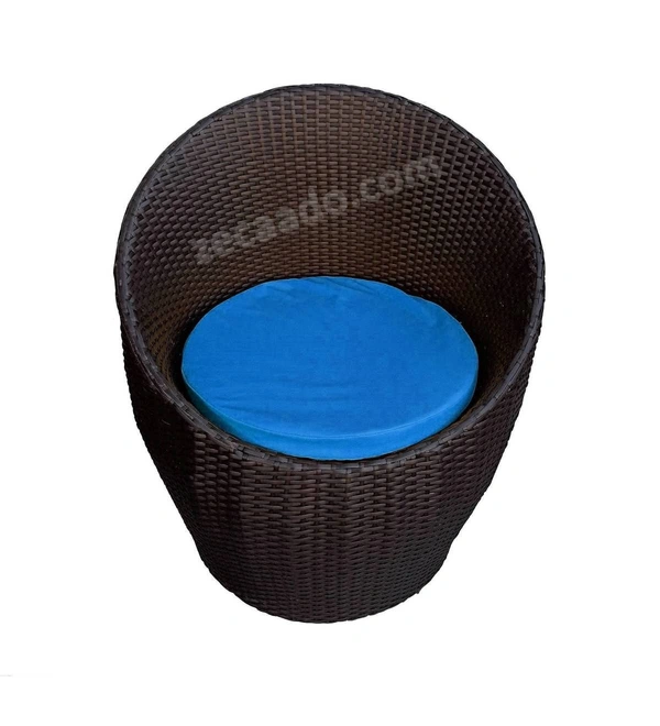 Zecado Ovate 2 Seater Patio Coffee Table with Blue Cushions in Brown Corduroy Finish - Brown, Blue