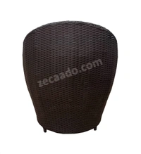 Zecado Ovate 2 Seater Patio Coffee Table with Blue Cushions in Brown Corduroy Finish - Brown, Blue