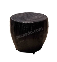 Zecado Ovate 2 Seater Patio Coffee Table with Blue Cushions in Brown Corduroy Finish - Brown, Blue