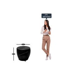 Zecado Ovate 4 Seater Patio Coffee Table with Orange Cushions in Black Corduroy Finish - Black, Orange