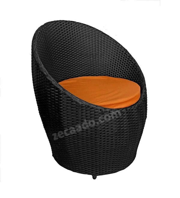 Zecado Ovate 4 Seater Patio Coffee Table with Orange Cushions in Black Corduroy Finish - Black, Orange