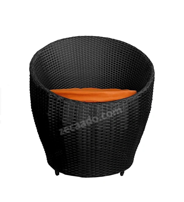 Zecado Ovate 4 Seater Patio Coffee Table with Orange Cushions in Black Corduroy Finish - Black, Orange