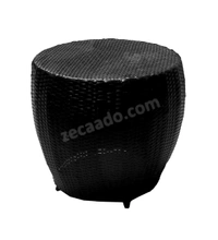 Zecado Ovate 4 Seater Patio Coffee Table with Orange Cushions in Black Corduroy Finish - Black, Orange