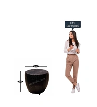 Zecado Ovate 2 Seater Patio Coffee Table with Blue Cushions in Brown Corduroy Finish - Brown, Blue