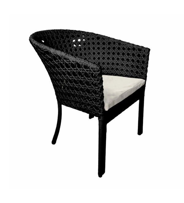 Zecado Pavillion 2 Seater Cofee chair Set in Black Corduroy Finish with Off-White Cushions - Black, Off-White