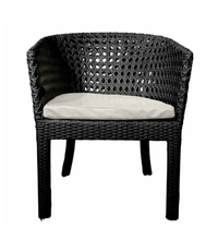 Zecado Pavillion 2 Seater Cofee chair Set in Black Corduroy Finish with Off-White Cushions - Black, Off-White