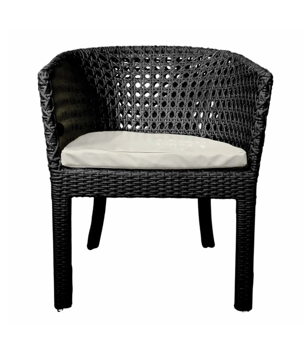 Zecado Pavillion 2 Seater Cofee chair Set in Black Corduroy Finish with Off-White Cushions - Black, Off-White