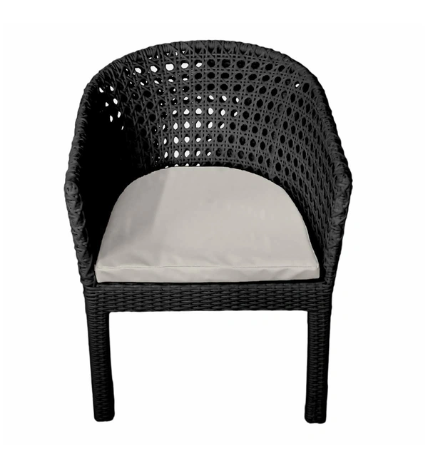 Zecado Pavillion 2 Seater Cofee chair Set in Black Corduroy Finish with Off-White Cushions - Black, Off-White
