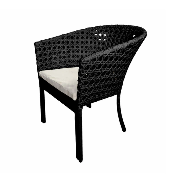 Zecado Pavillion 2 Seater Cofee chair Set in Black Corduroy Finish with Off-White Cushions - Black, Off-White
