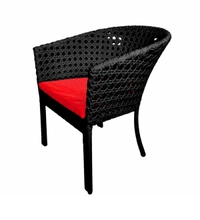 Zecado Pavillion 2 Seater Cofee chair Set in Black Corduroy Finish with Red Cushions - Black, Red