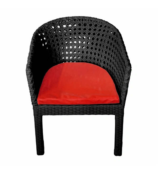 Zecado Pavillion 2 Seater Cofee chair Set in Black Corduroy Finish with Red Cushions - Black, Red