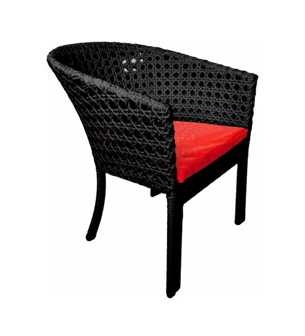 Zecado Pavillion 2 Seater Cofee chair Set in Black Corduroy Finish with Red Cushions - Black, Red