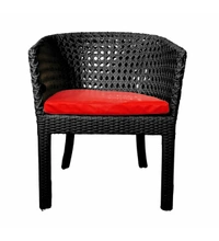 Zecado Pavillion 2 Seater Cofee chair Set in Black Corduroy Finish with Red Cushions - Black, Red