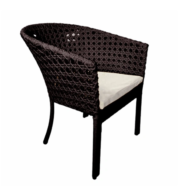 Zecado Pavillion 4 Seater Cofee chair Set in Brown Corduroy Finish with Off-White Cushions - Brown, Off-White