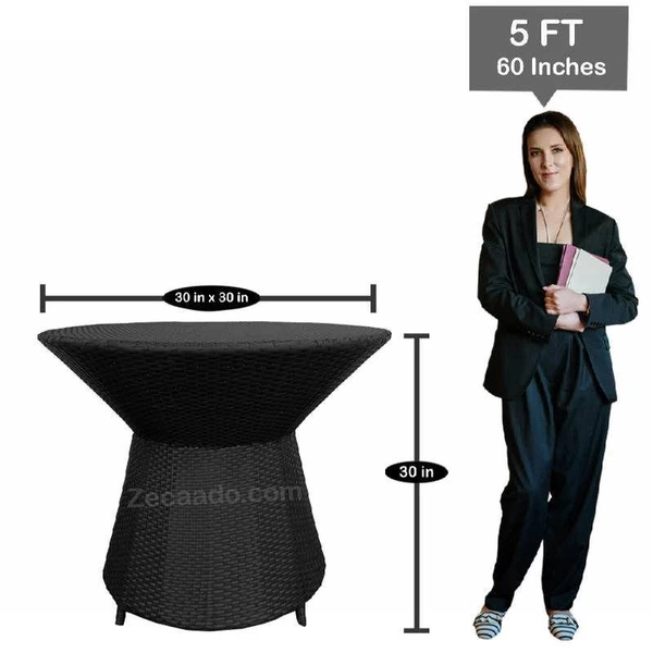 Zecado Posiedon 4 Seater Patio Coffee Table Set in Black Corduroy Finish with Off-White Cushion - Black, Off-White