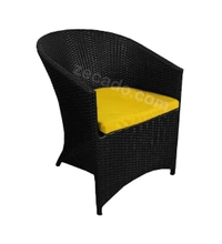 Zecado Posiedon 4 Seater Patio Coffee Table Set in Black Corduroy Finish with Yellow Cushion - Black, Yellow