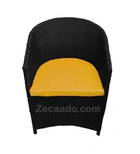 Zecado Posiedon 4 Seater Patio Coffee Table Set in Black Corduroy Finish with Yellow Cushion - Black, Yellow