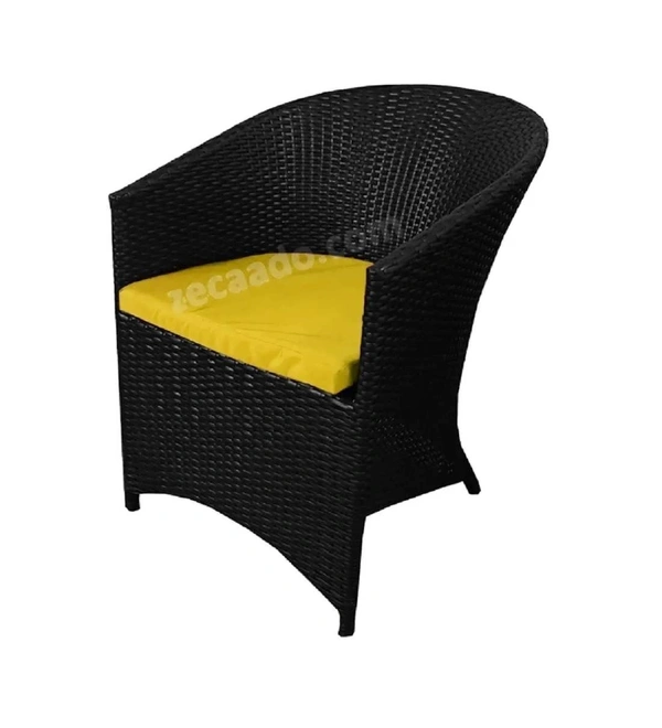 Zecado Posiedon 4 Seater Patio Coffee Table Set in Black Corduroy Finish with Yellow Cushion - Black, Yellow