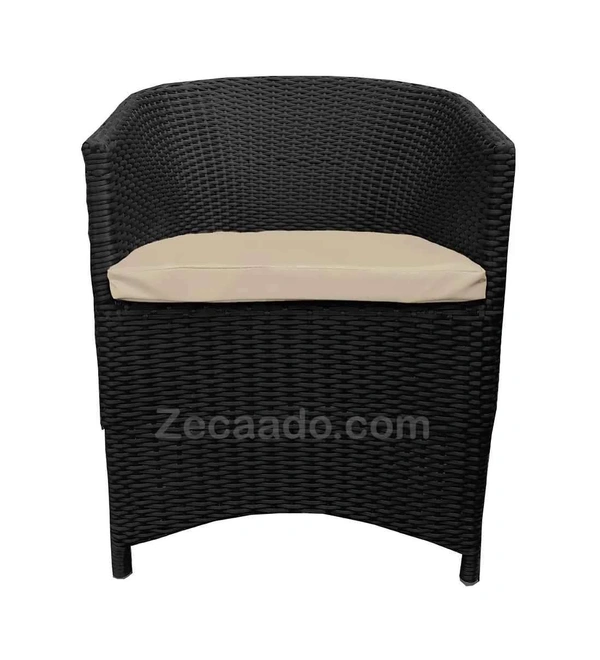 Zecado Posiedon 4 Seater Patio Coffee Table Set in Black Corduroy Finish with Off-White Cushion - Black, Off-White