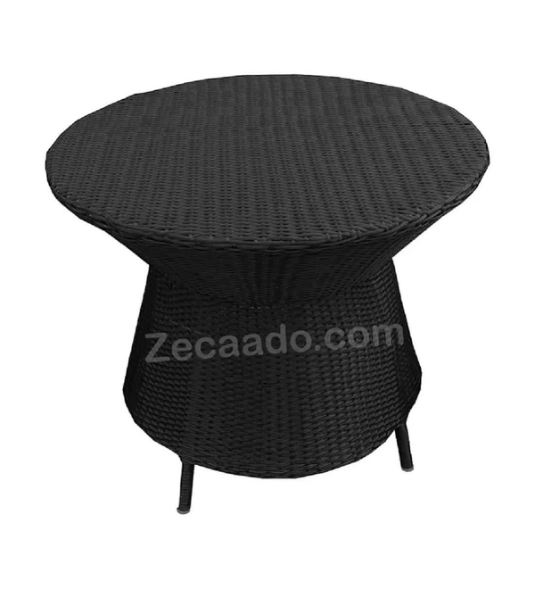 Zecado Posiedon 4 Seater Patio Coffee Table Set in Black Corduroy Finish with Off-White Cushion - Black, Off-White