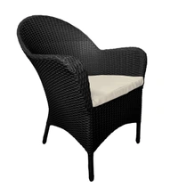 Zecado Pristine 4 Seater Wicker Lawn Chair Set in Black Corduroy Finish with Off-White Cushions - Black, Off-White