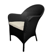 Zecado Pristine 4 Seater Wicker Lawn Chair Set in Black Corduroy Finish with Off-White Cushions - Black, Off-White