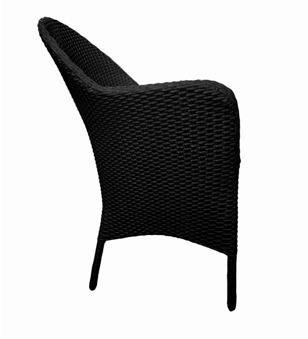 Zecado Pristine 4 Seater Wicker Lawn Chair Set in Black Corduroy Finish with Off-White Cushions - Black, Off-White